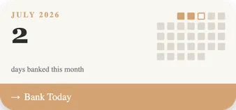 Medium home screen widget (4×2) with a Bank Today shortcut